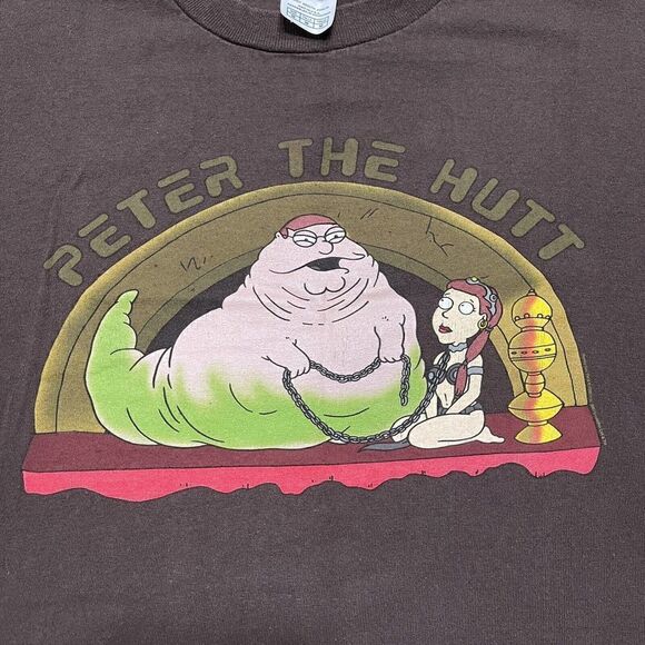 Vintage Star Wars Family Guy Peter the Hutt Adult Medium Brown T Shirt 2000s - Picture 2 of 7